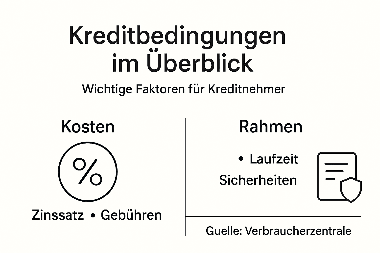 Übersichtliche Infografik zu den wichtigsten Kreditkonditionen