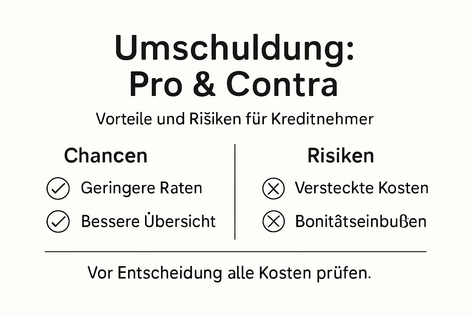 Infografik: Vor- und Nachteile einer Umschuldung auf einen Blick