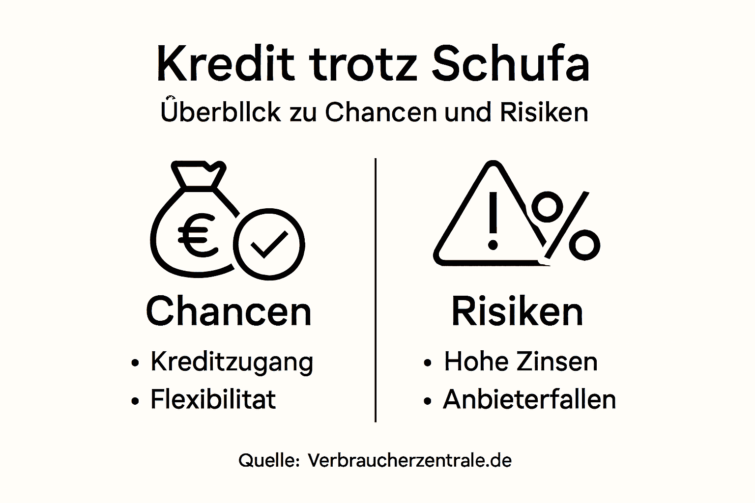 Übersicht: Vor- und Nachteile eines Kredits trotz negativer Schufa