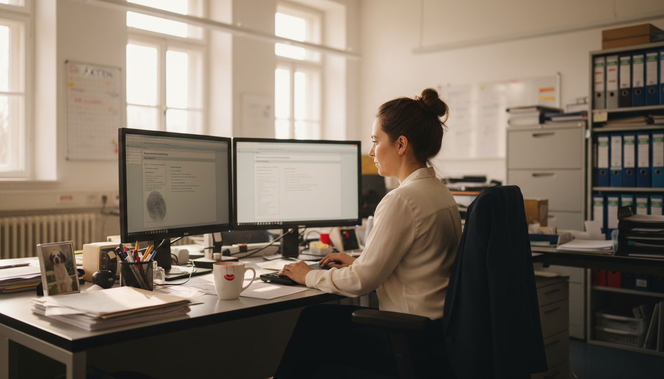 Ein Bankmitarbeiter prüft Kreditanträge online.