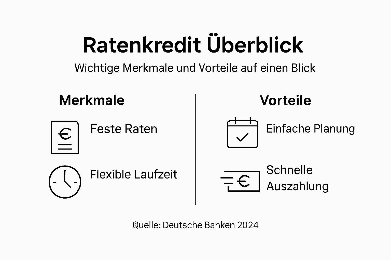 Übersicht: Eigenschaften und Vorteile von Ratenkrediten auf einen Blick