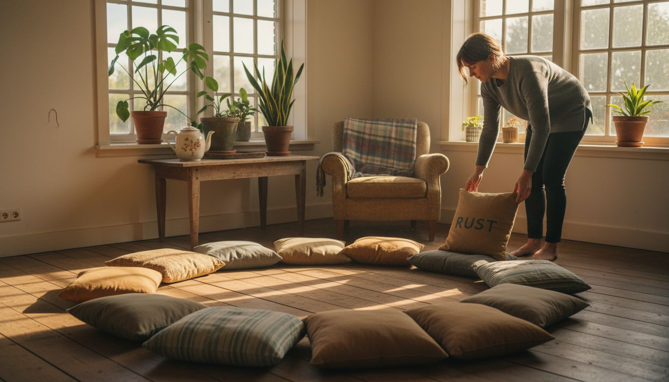 Knusse ruimte om je terug te trekken, compleet met een cirkel voor meditatie.