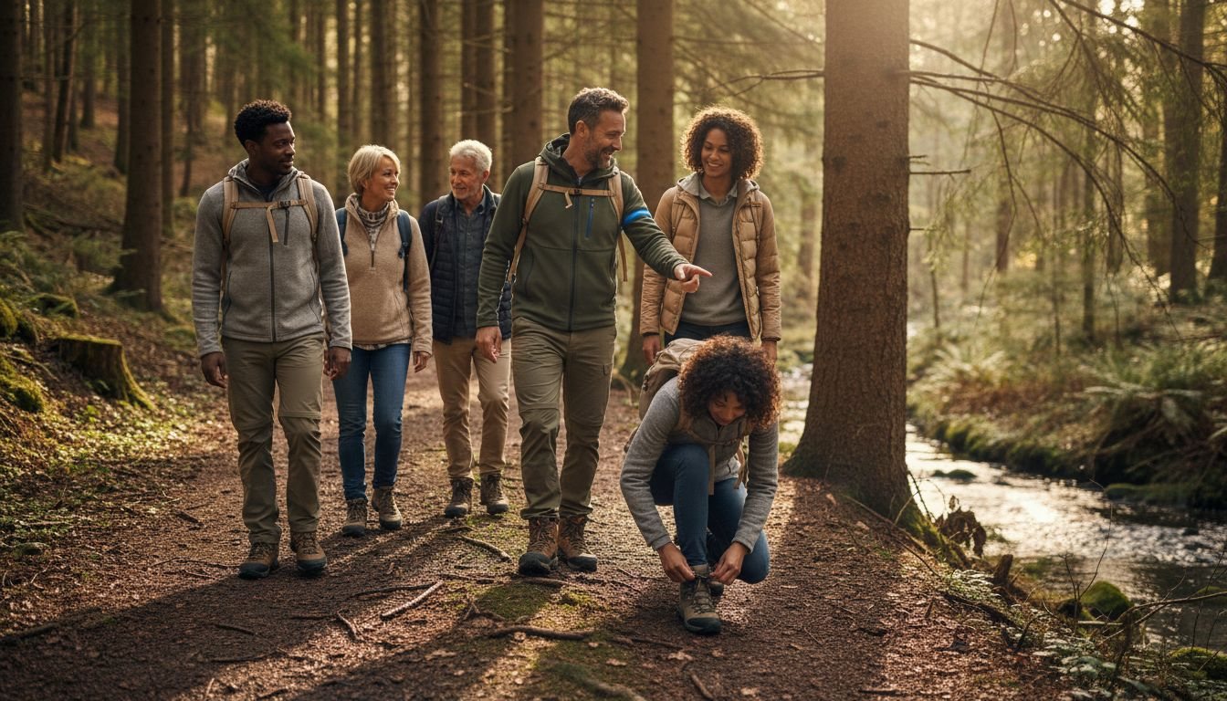 Samen genieten mensen van een ontspannen wandeling door het groene landschap.