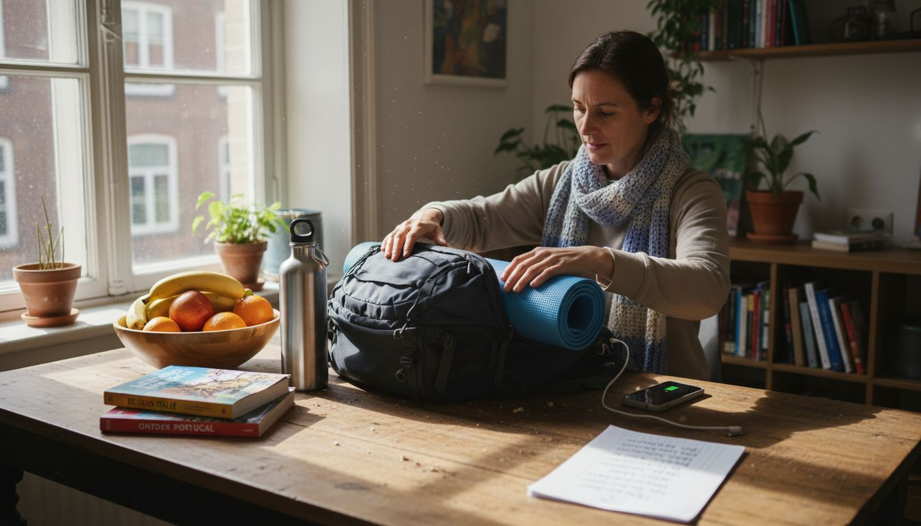 Vrouw maakt haar koffer klaar voor een ontspannen wellnessweekend