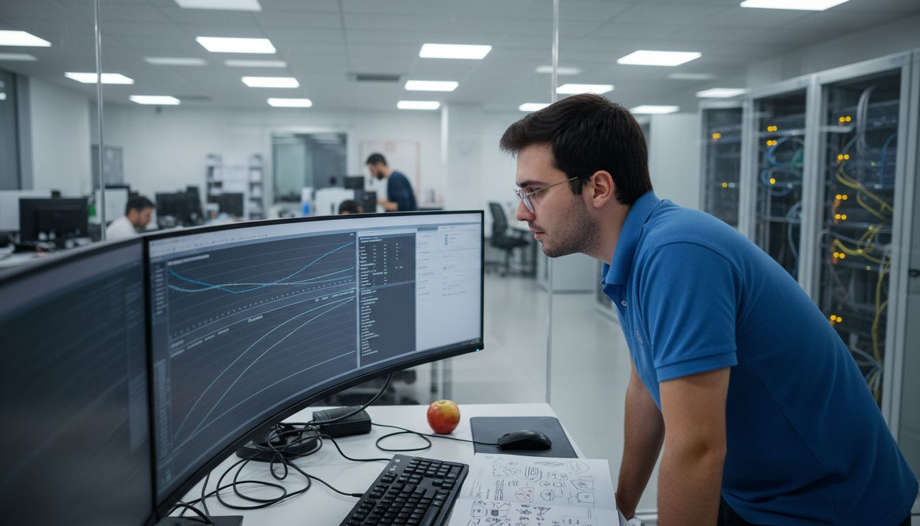 Un impiegato sta valutando come integrare nuovi software nei processi logistici aziendali.