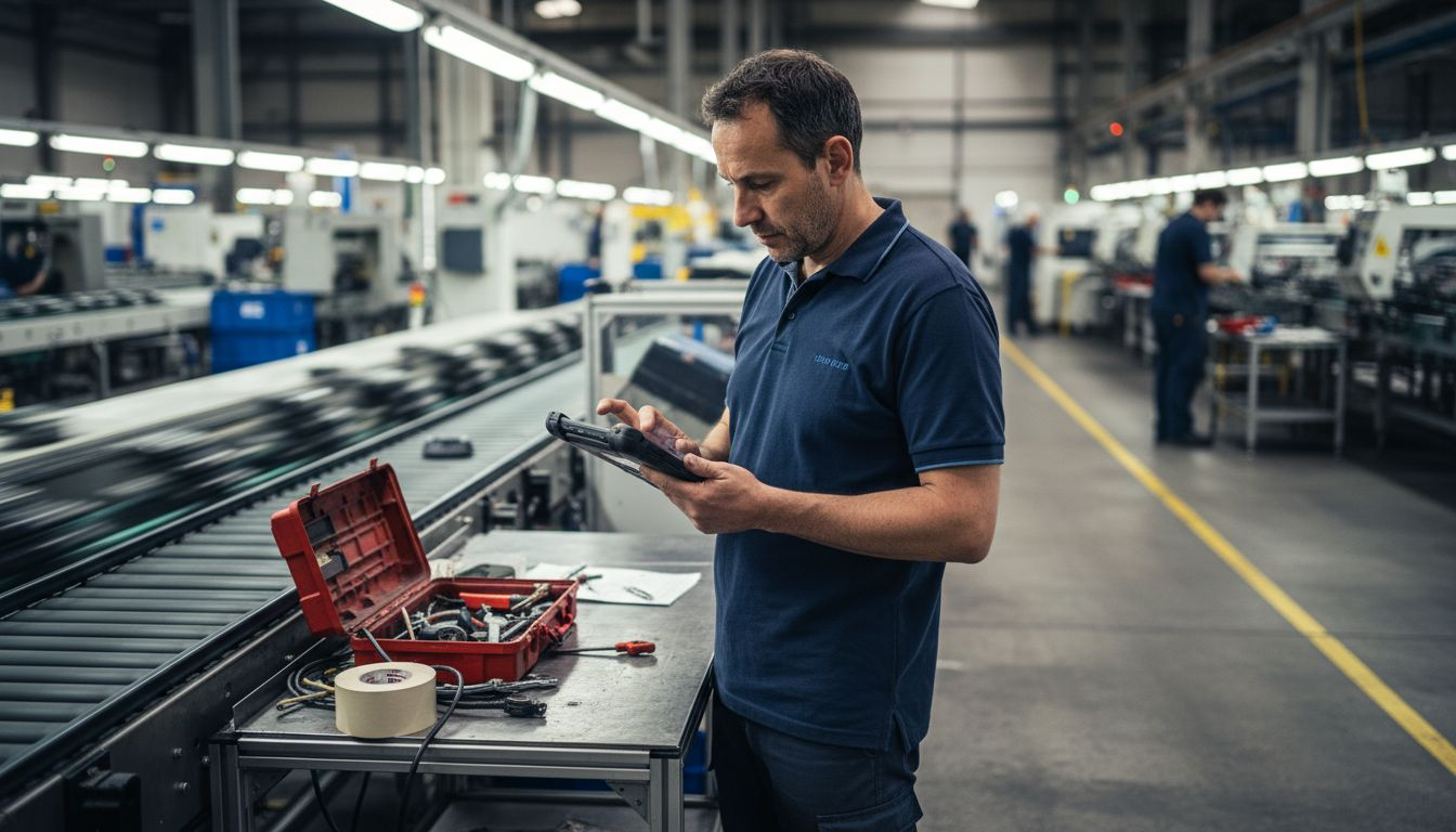 Tecnico che supervisiona il funzionamento degli impianti automatizzati in fabbrica