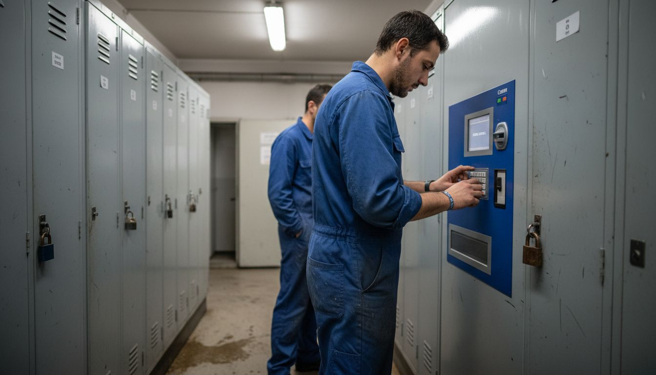 I tecnici prelevano i dispositivi di protezione individuale direttamente dal distributore automatico.