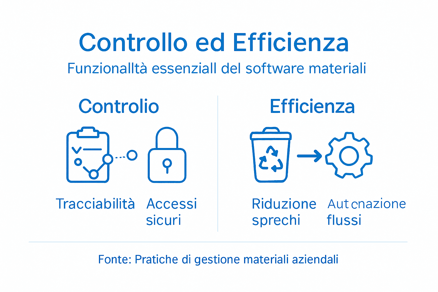 Infografica dedicata all’ottimizzazione e al monitoraggio delle performance dei software per la gestione dei materiali