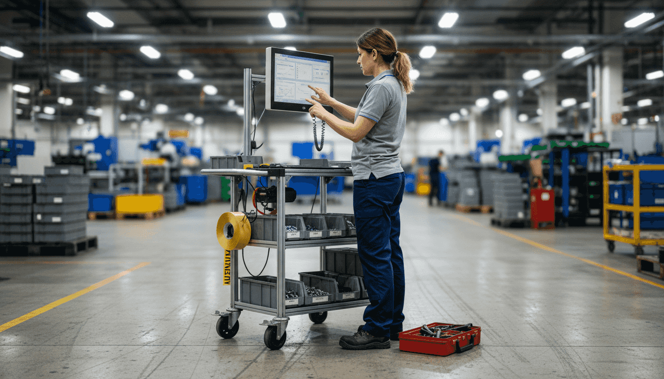 Tecnico che supervisiona il processo di lavorazione dei materiali industriali