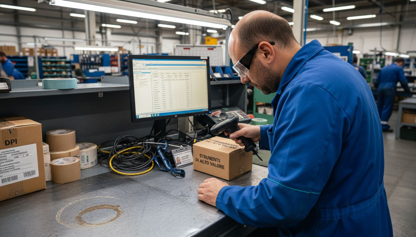 Il responsabile controlla l’inventario direttamente dalla sua postazione di lavoro.