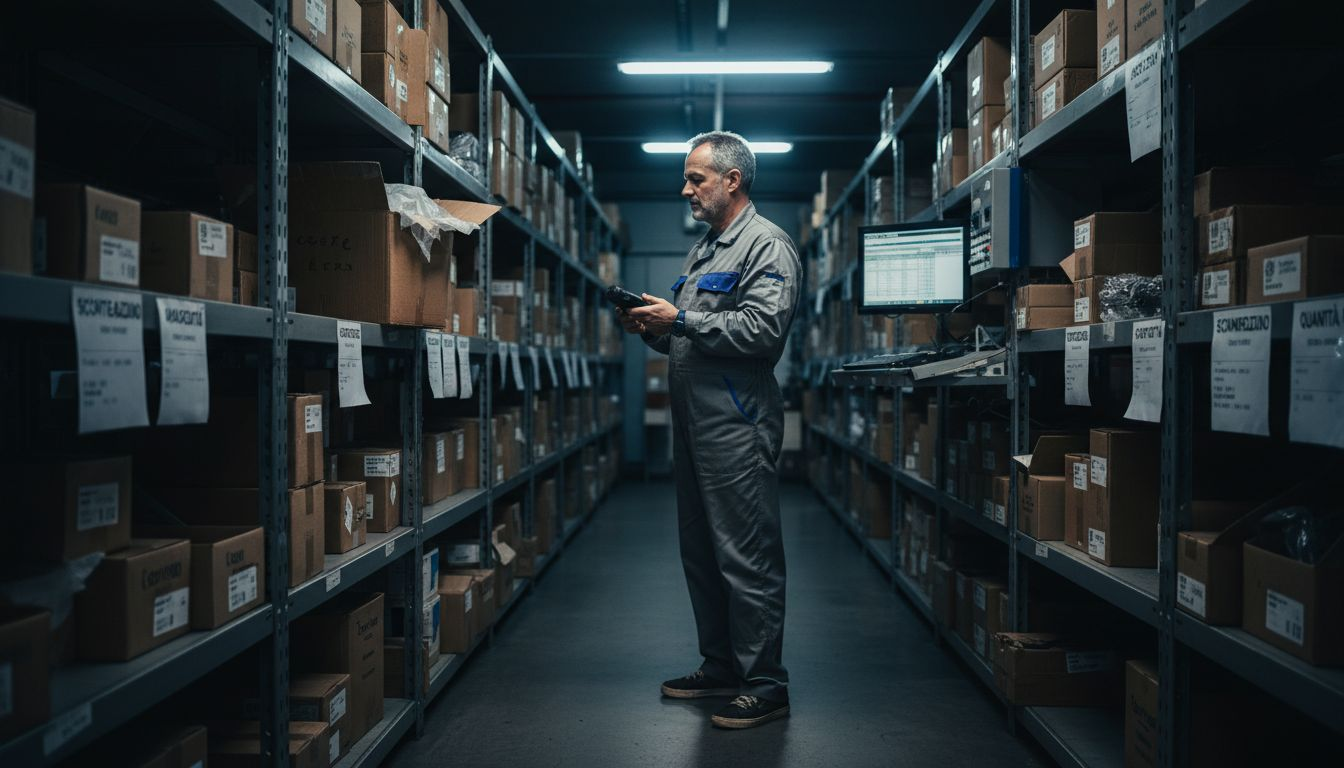 Il responsabile di magazzino controlla le scorte critiche per garantire la disponibilità dei prodotti.