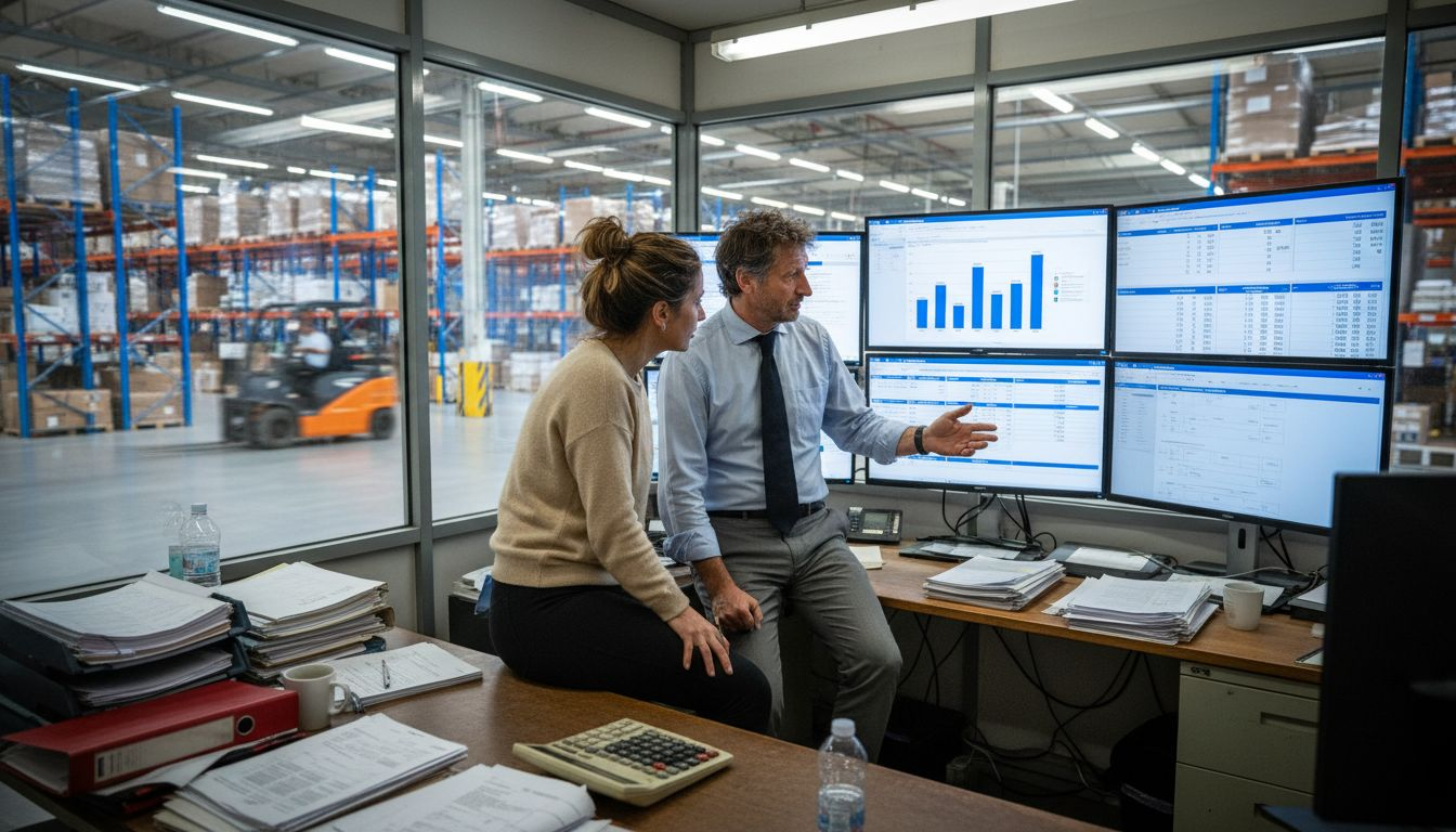 Gli impiegati si occupano dell’analisi dei dati relativi al risparmio in magazzino.