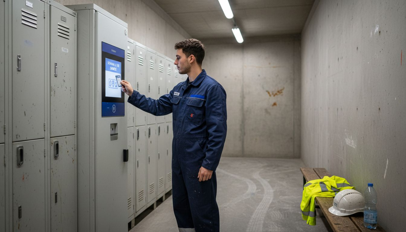 Tecnico che accede al sistema automatizzato di distribuzione dei dispositivi di protezione individuale