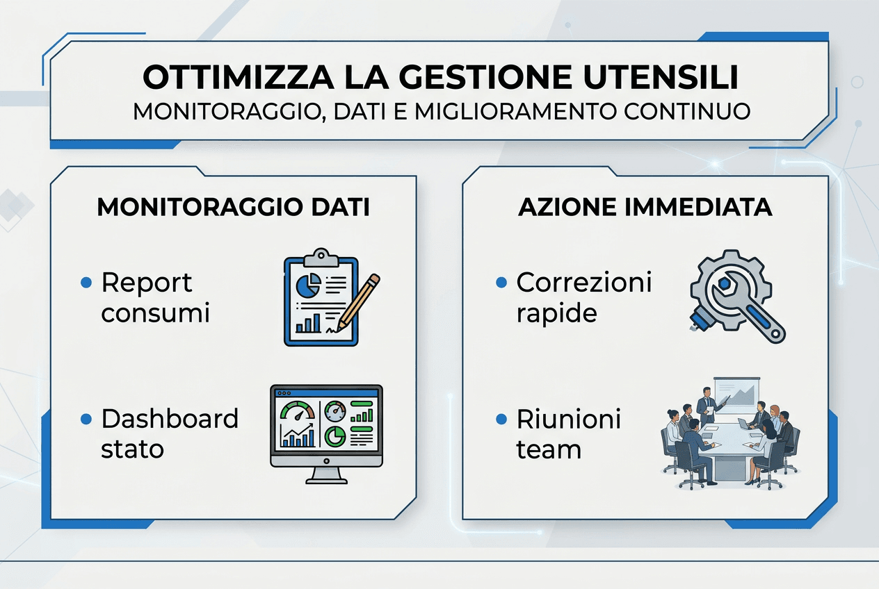 Schema illustrativo sul processo di gestione e monitoraggio dei dati relativi agli utensili
