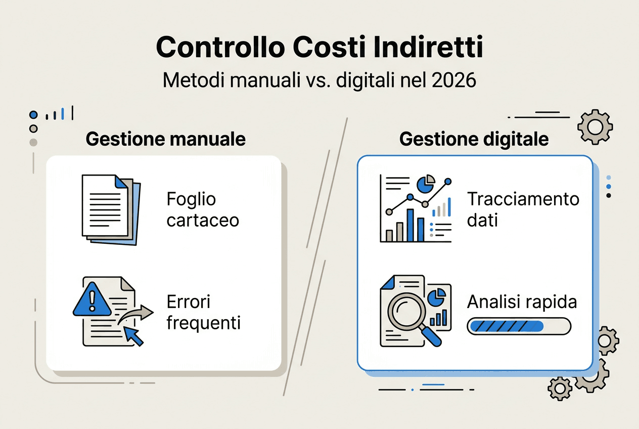 Infografica: confronto tra la gestione dei costi tradizionale e quella digitale