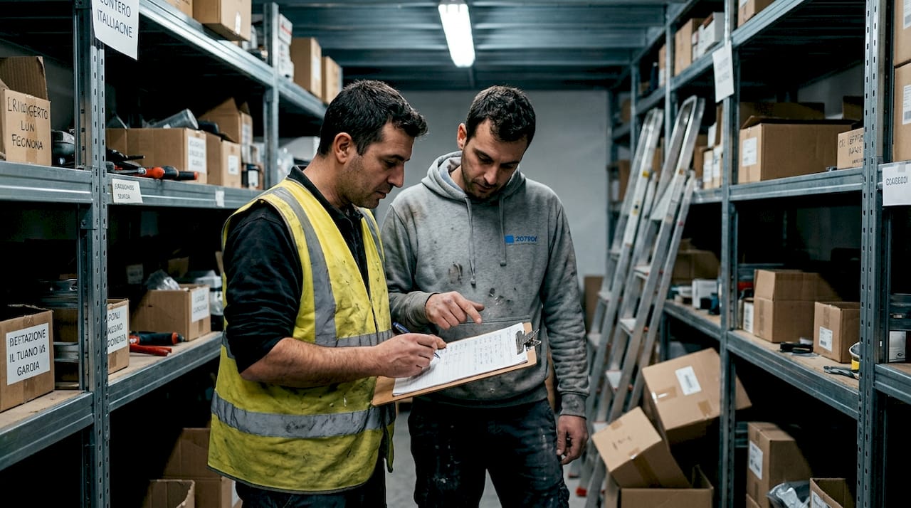 Gli addetti controllano i movimenti di magazzino direttamente sul posto.