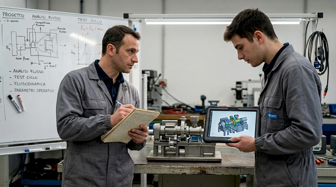 Un team di tecnici sta analizzando la versione digitale del macchinario per comprenderne meglio il funzionamento.