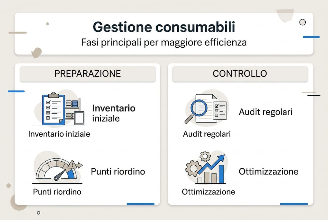 Infografica: le fasi chiave del processo di gestione dei materiali di consumo