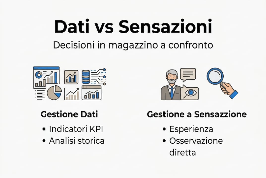Infografica: confronto tra la gestione dei dati e le percezioni sullo stato del magazzino