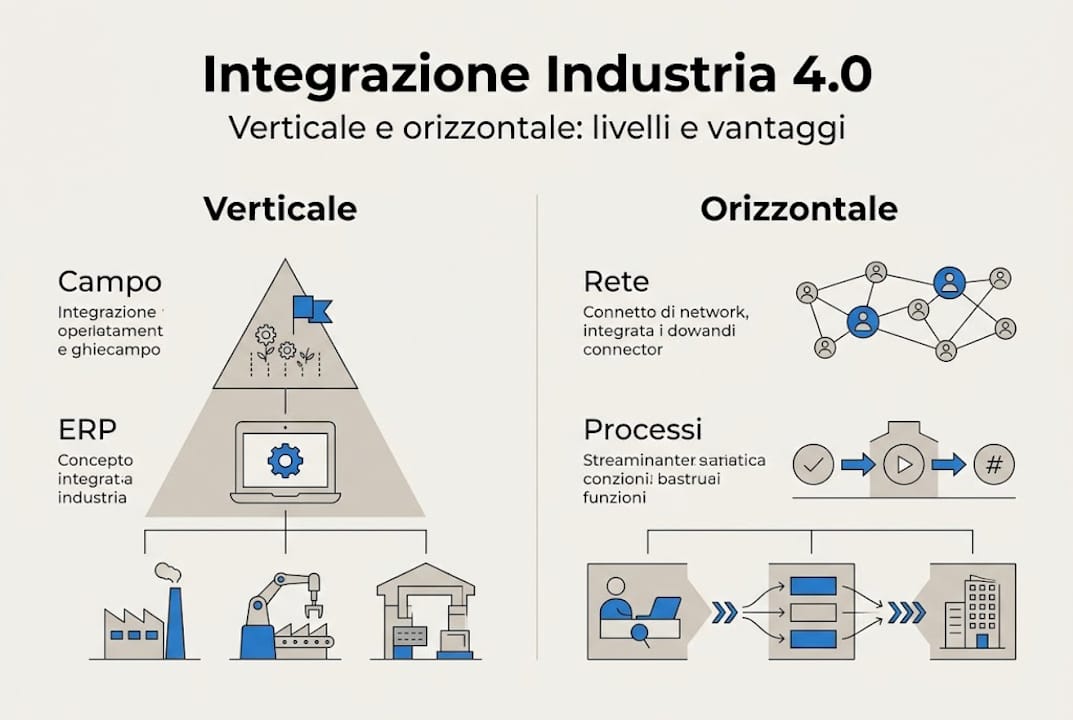 Schema illustrativo sull’integrazione verticale e orizzontale nell’Industria 4.0