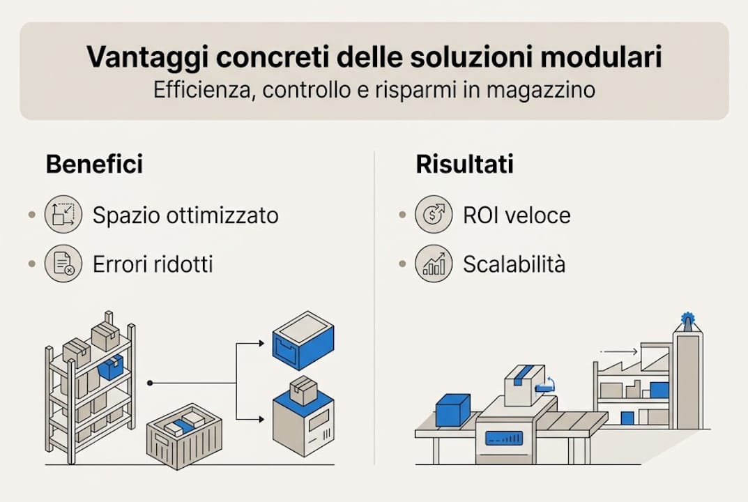 Infografica: i principali vantaggi delle soluzioni logistiche modulari