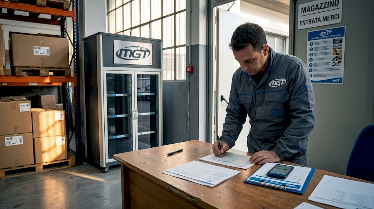 Il responsabile supervisiona e registra i risultati delle operazioni di logistica automatizzata.