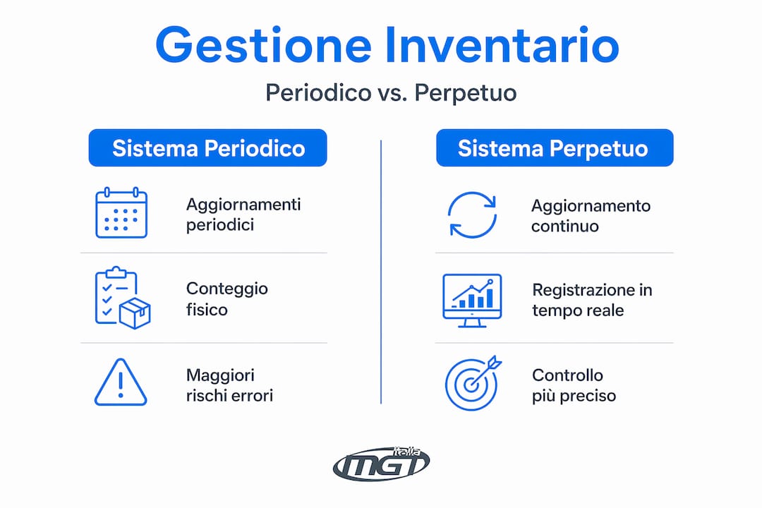 Infografica: differenze tra inventario periodico e inventario perpetuo