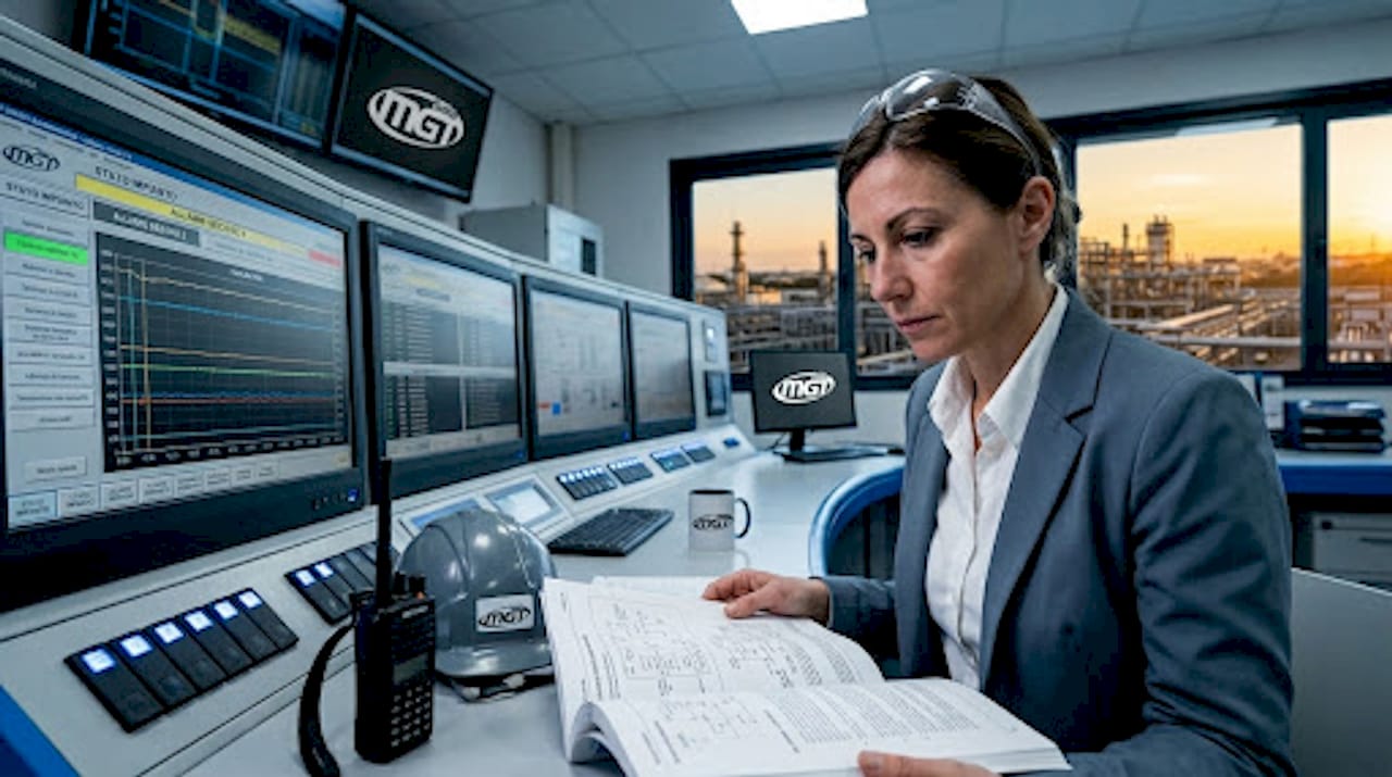 Ingegnere OT impegnato nell’analisi e nella verifica dei sistemi di controllo industriale