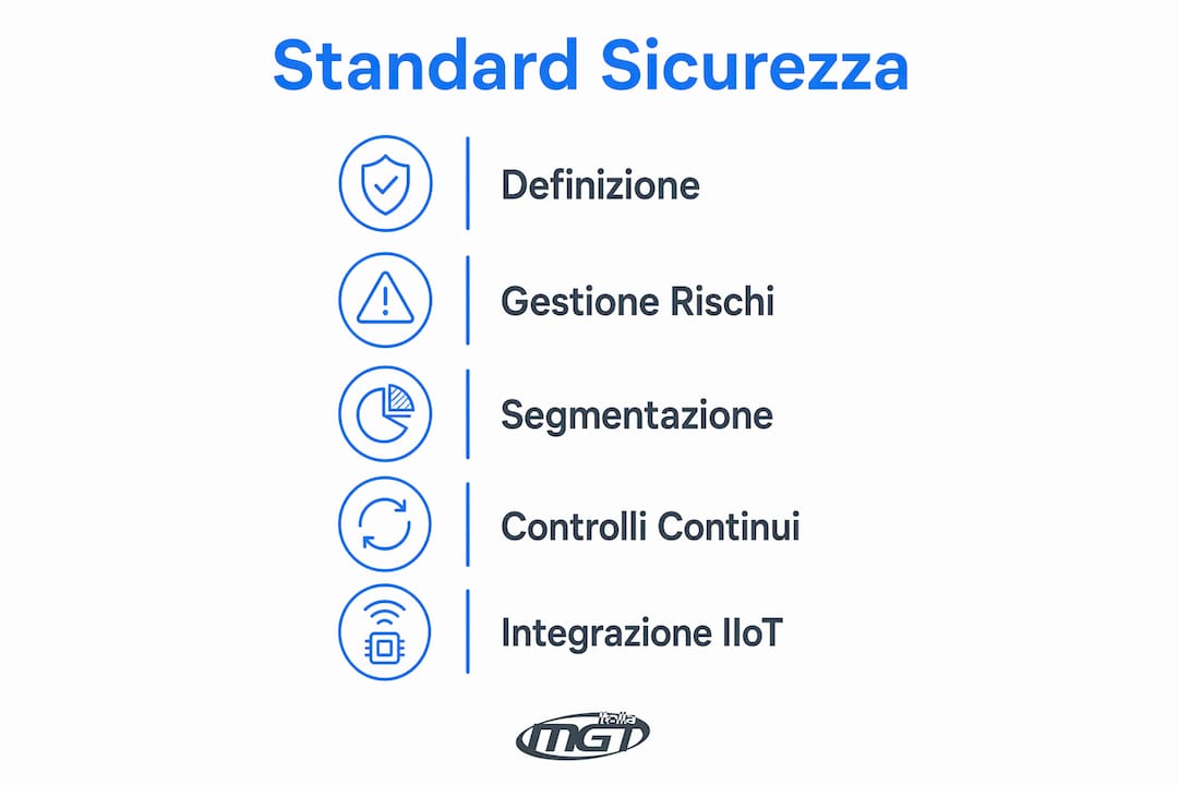 Infografica dedicata agli standard di sicurezza informatica nell’industria