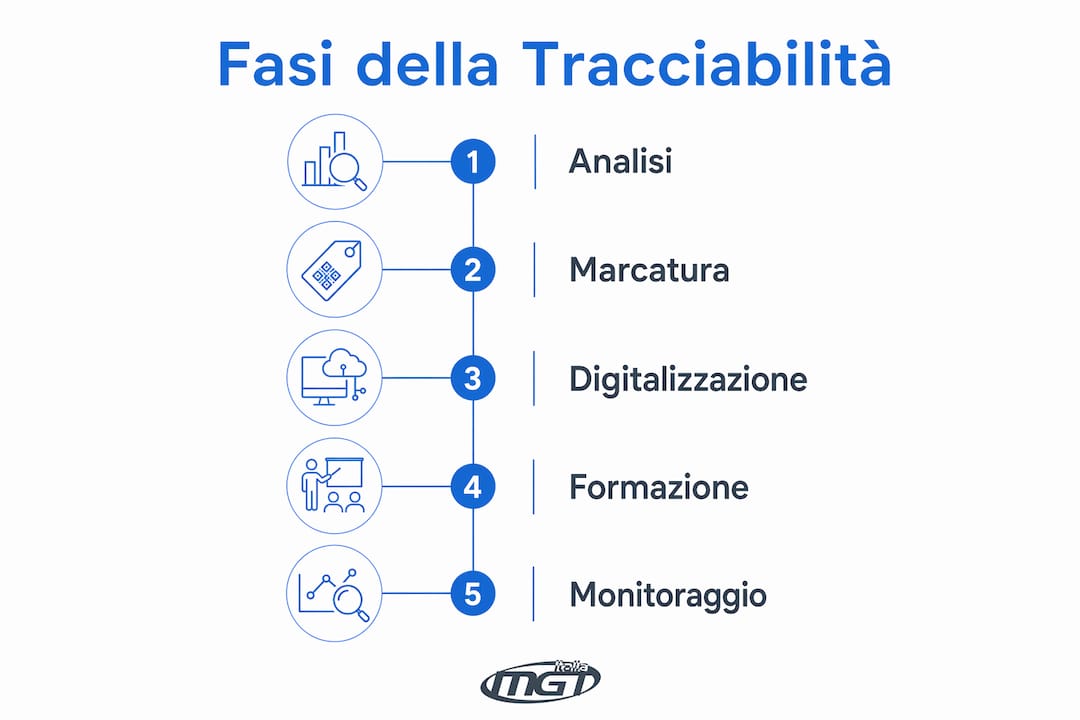 Infografica illustrativa sulle principali fasi del controllo e della tracciabilità degli utensili impiegati in ambito navale