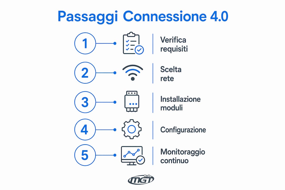Infografica: guida pratica ai passaggi per la connessione nell’ambito dell’Industria 4.0
