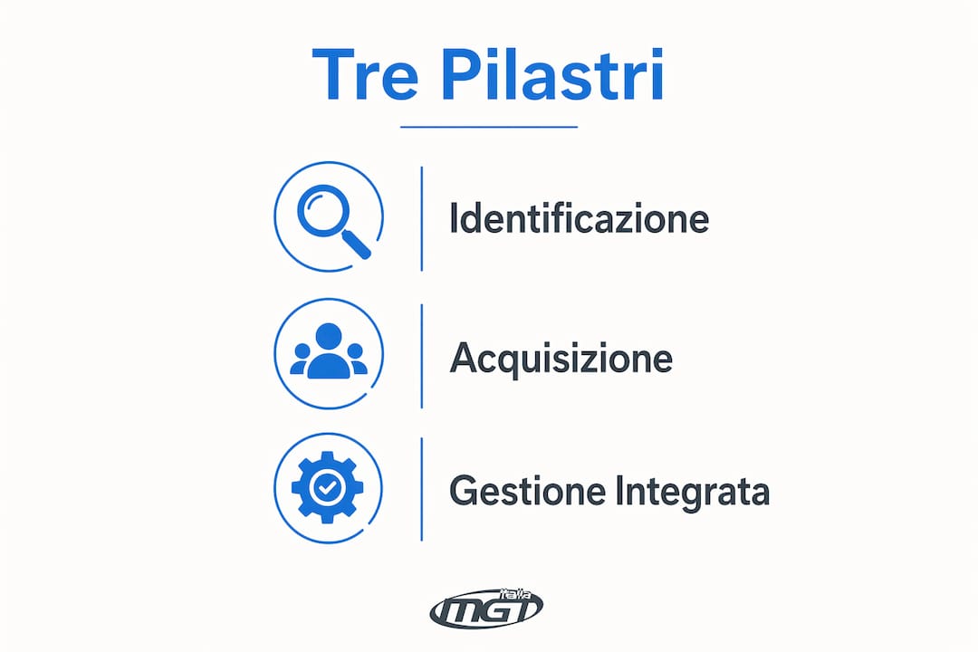 Grafica illustrativa dei tre elementi chiave del sistema di tracciabilità digitale