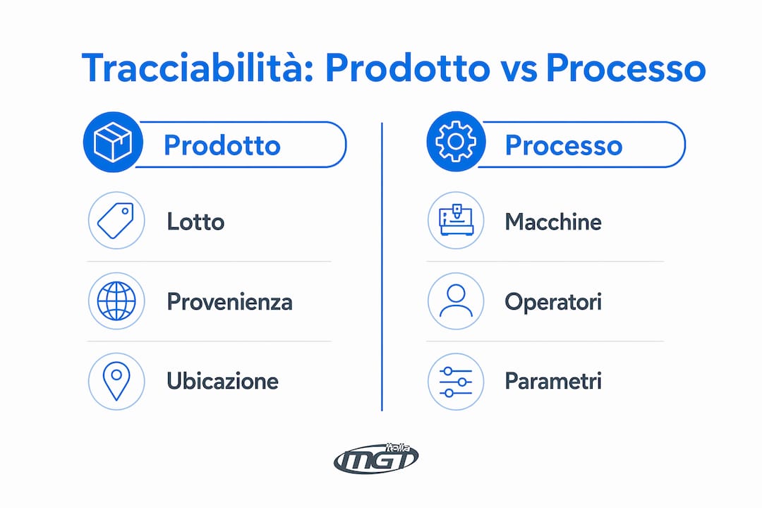 Infografica: differenze tra tracciabilità del prodotto e del processo