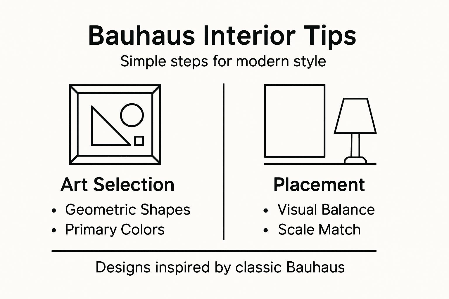 Infographic summarizing Bauhaus interior design steps