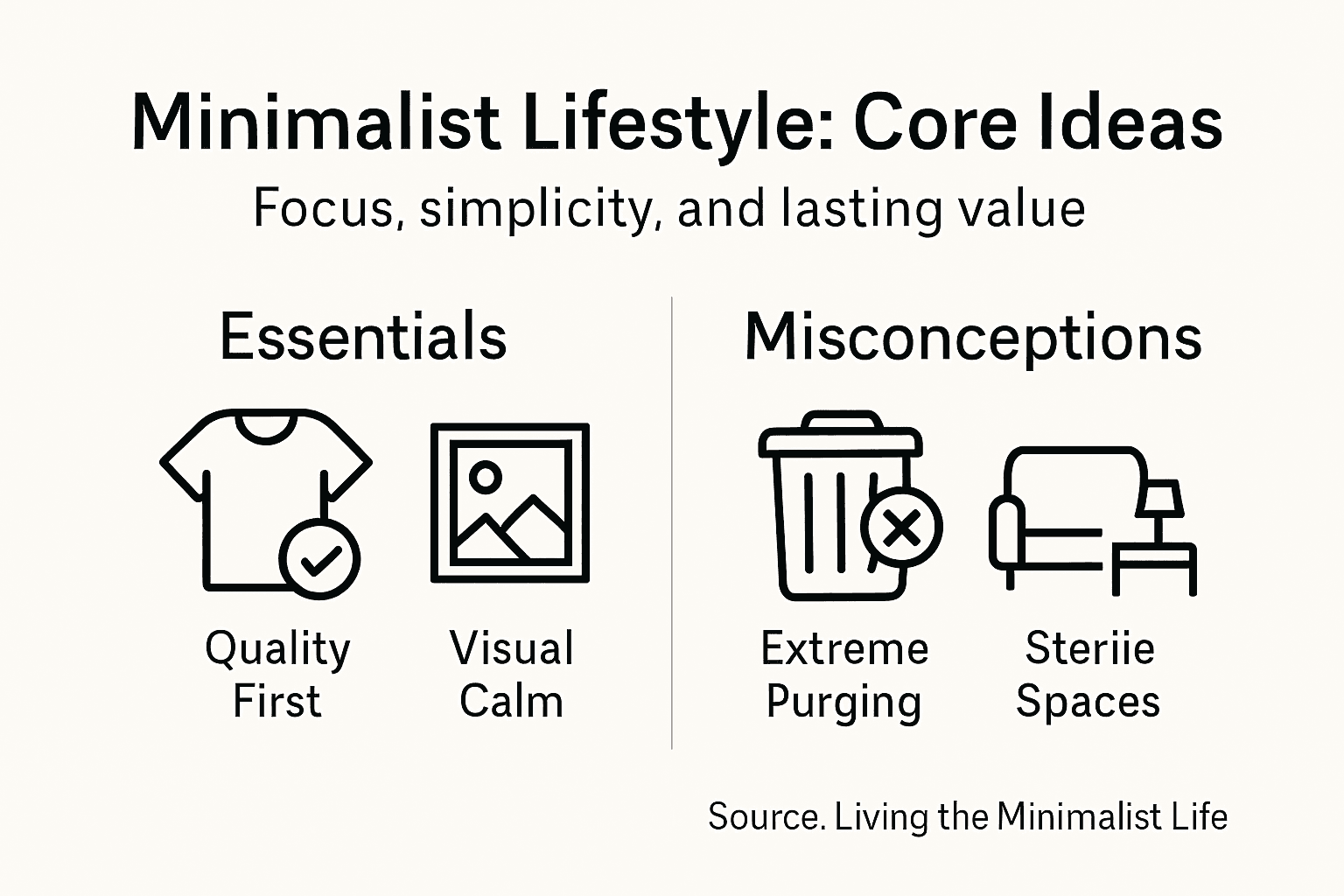 Infographic summarizing minimalist lifestyle concepts