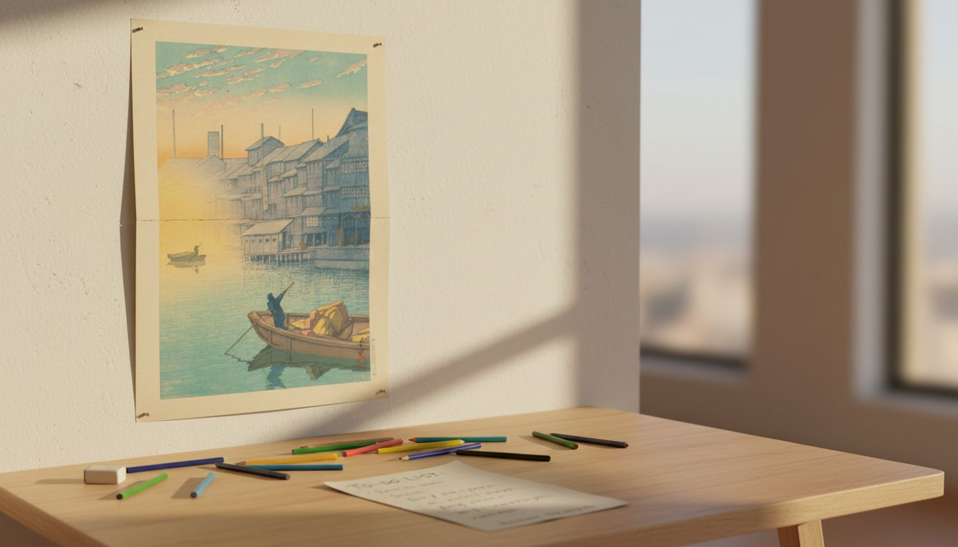 Close-up of vintage Japanese poster details