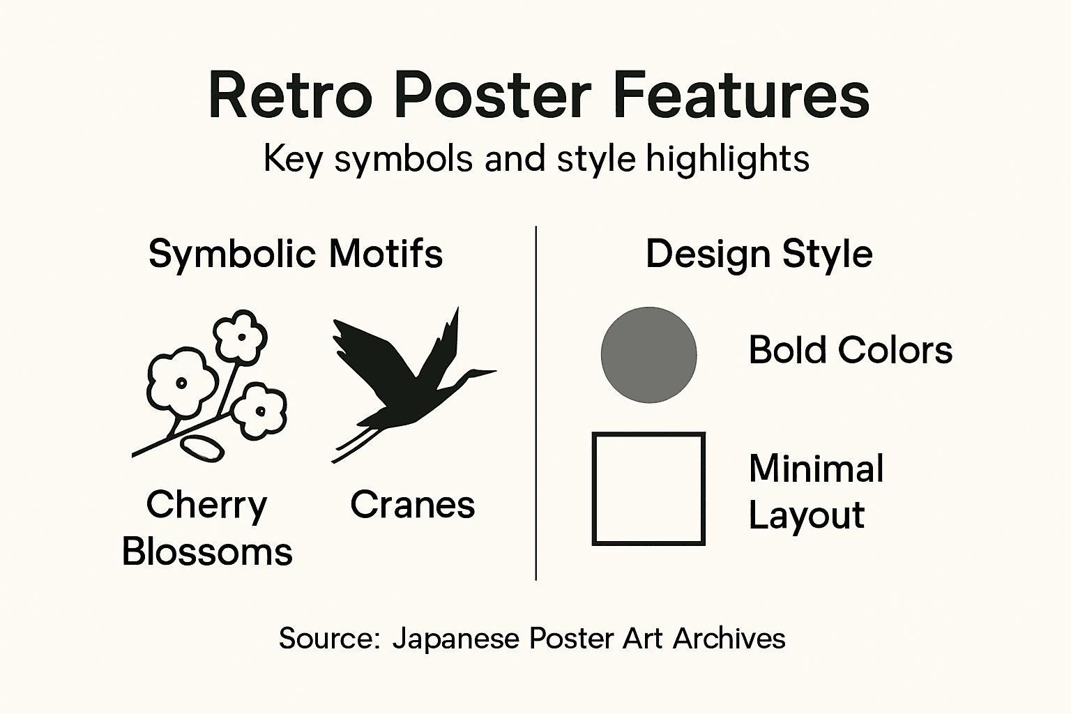 Infographic showing symbols and design styles