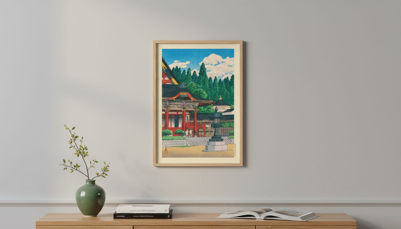 Hasui landscape print in serene living room