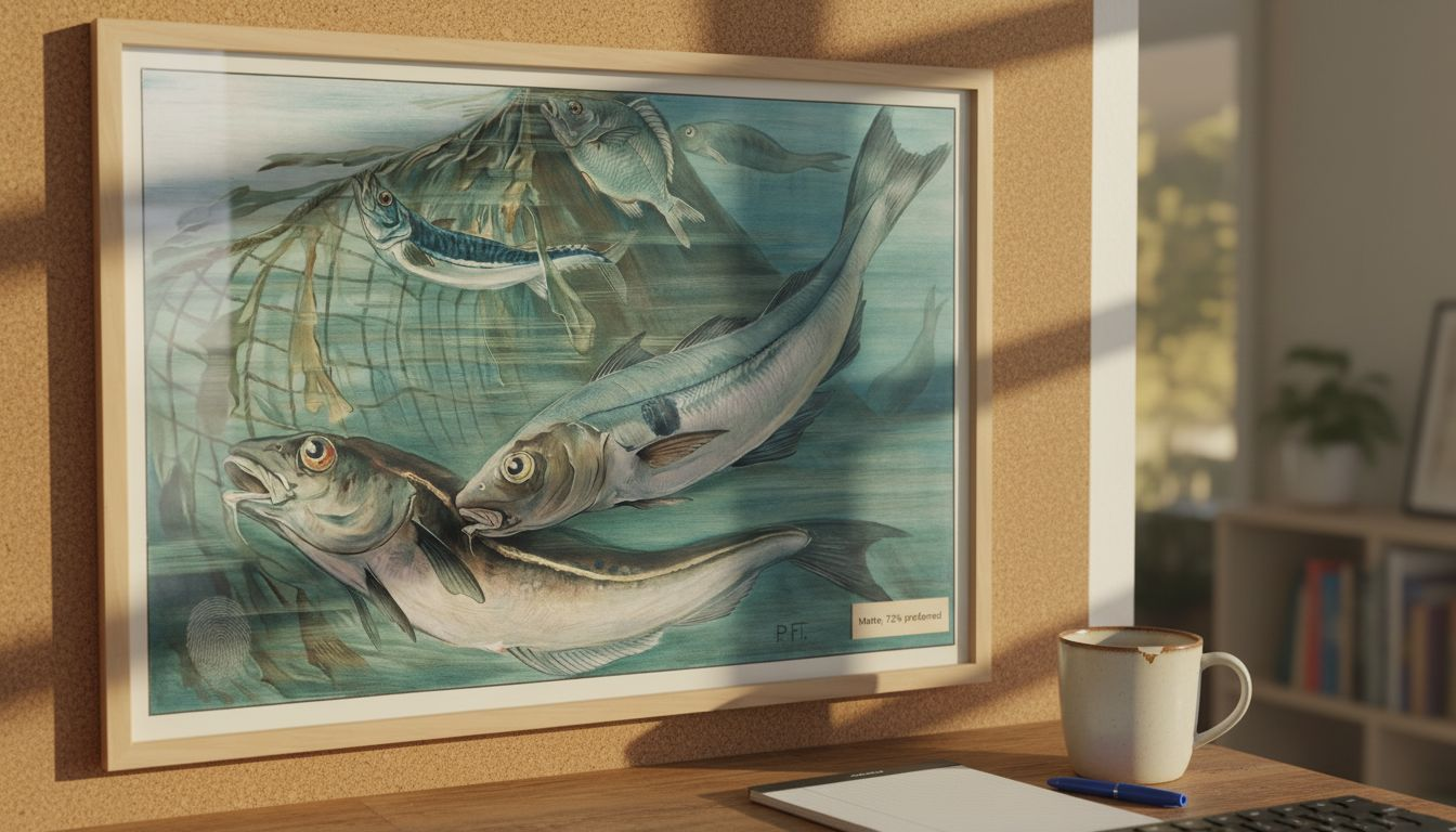 Close-up of matte fish poster texture