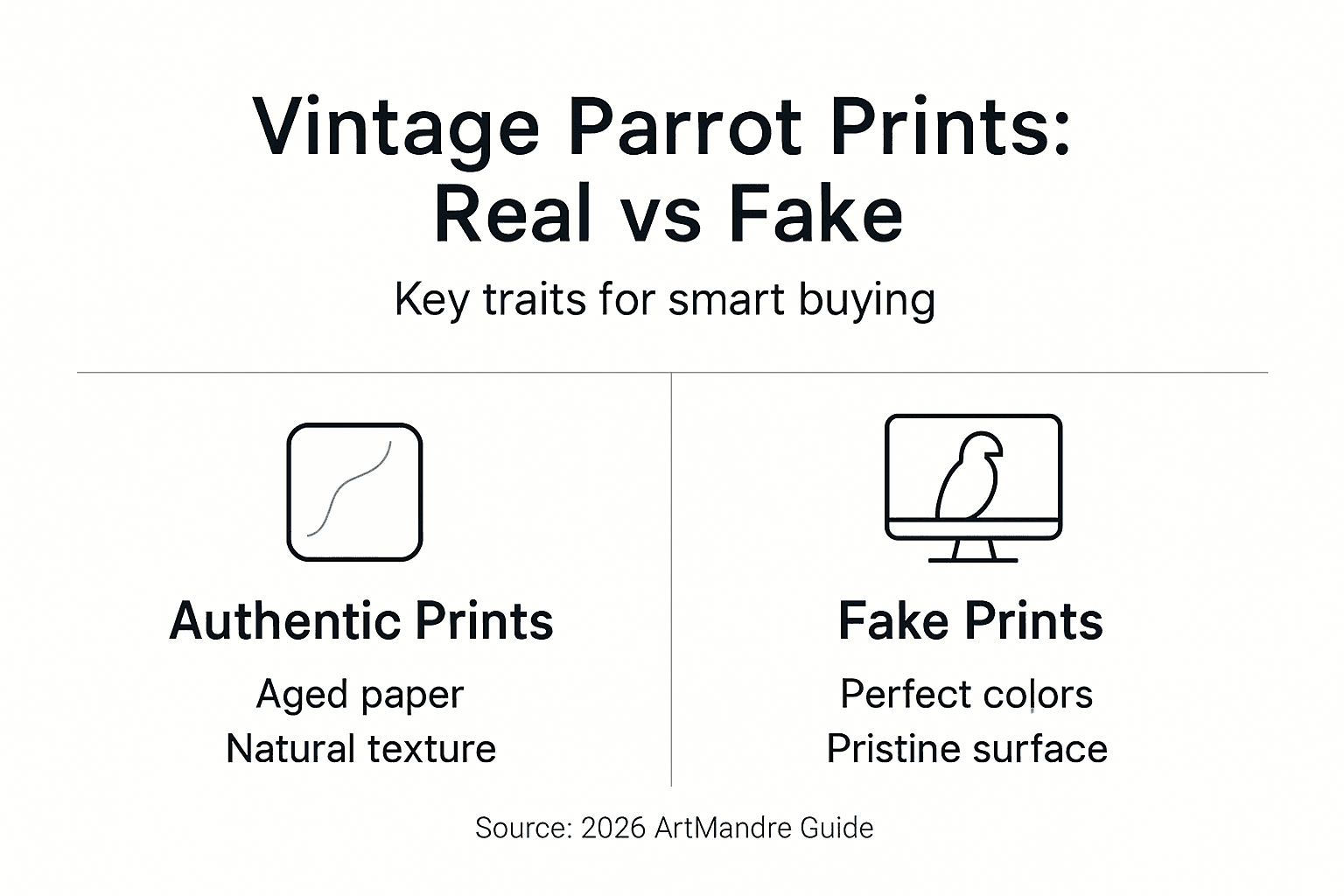 Infographic comparing authentic and fake parrot prints