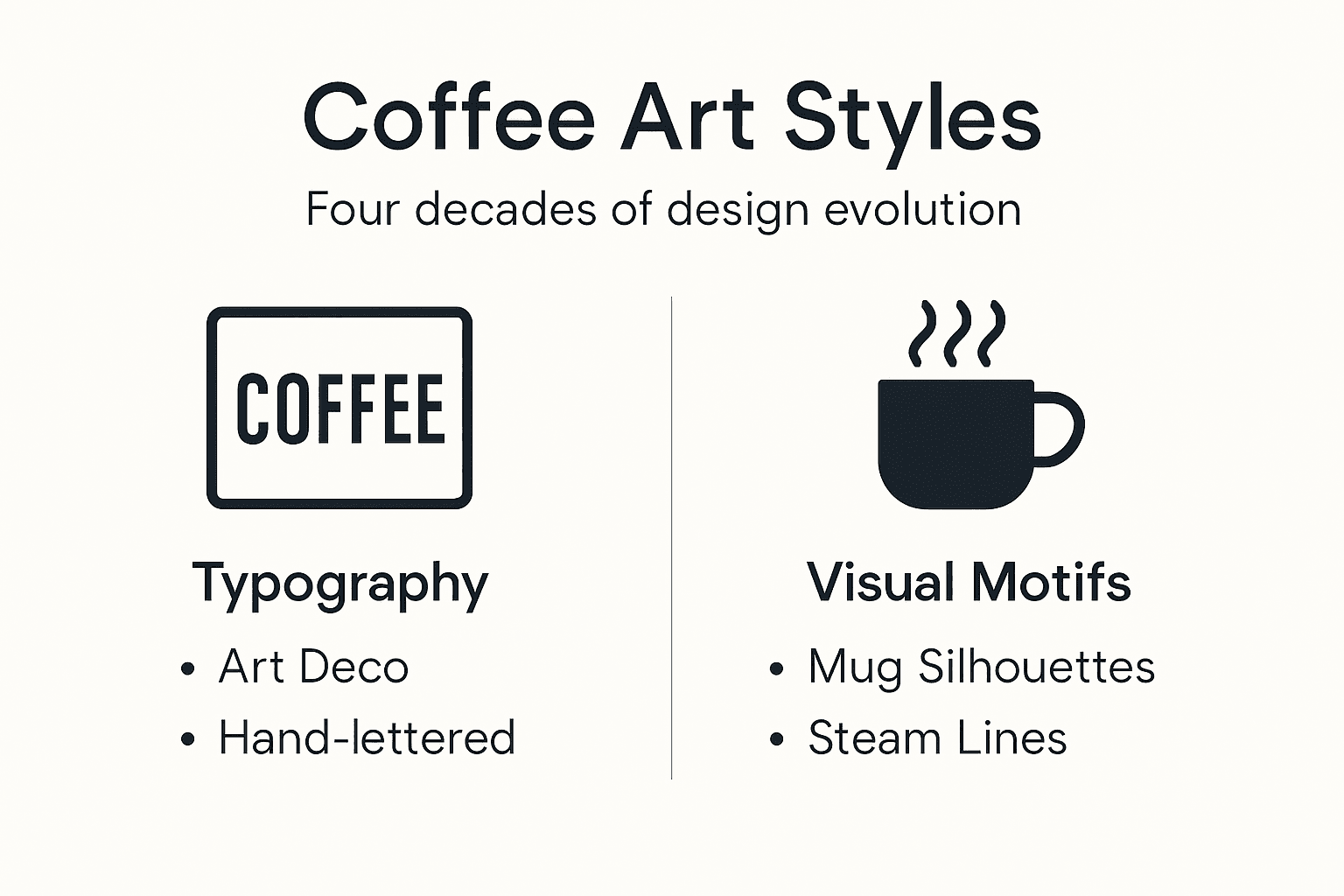 Infographic comparing vintage coffee art styles