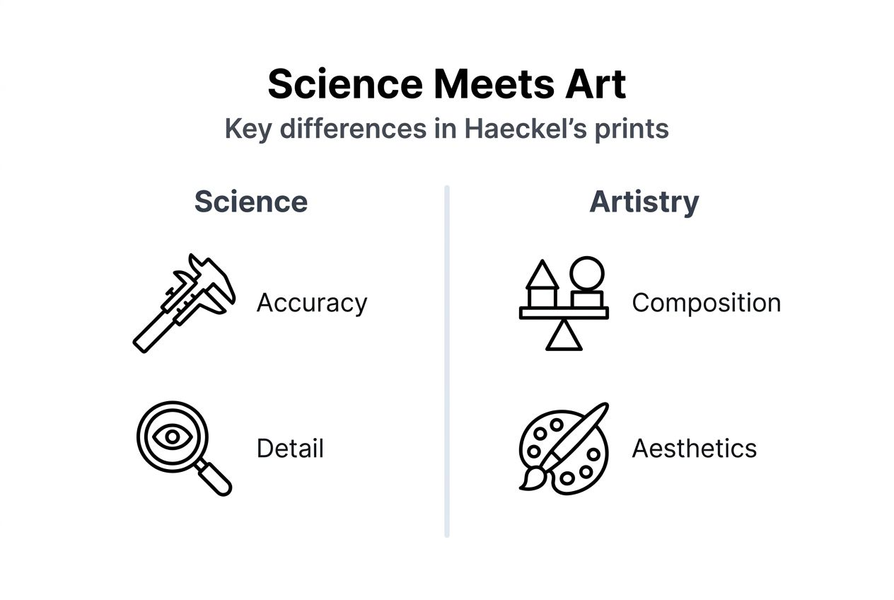 Infographic showing art vs science in Haeckel prints