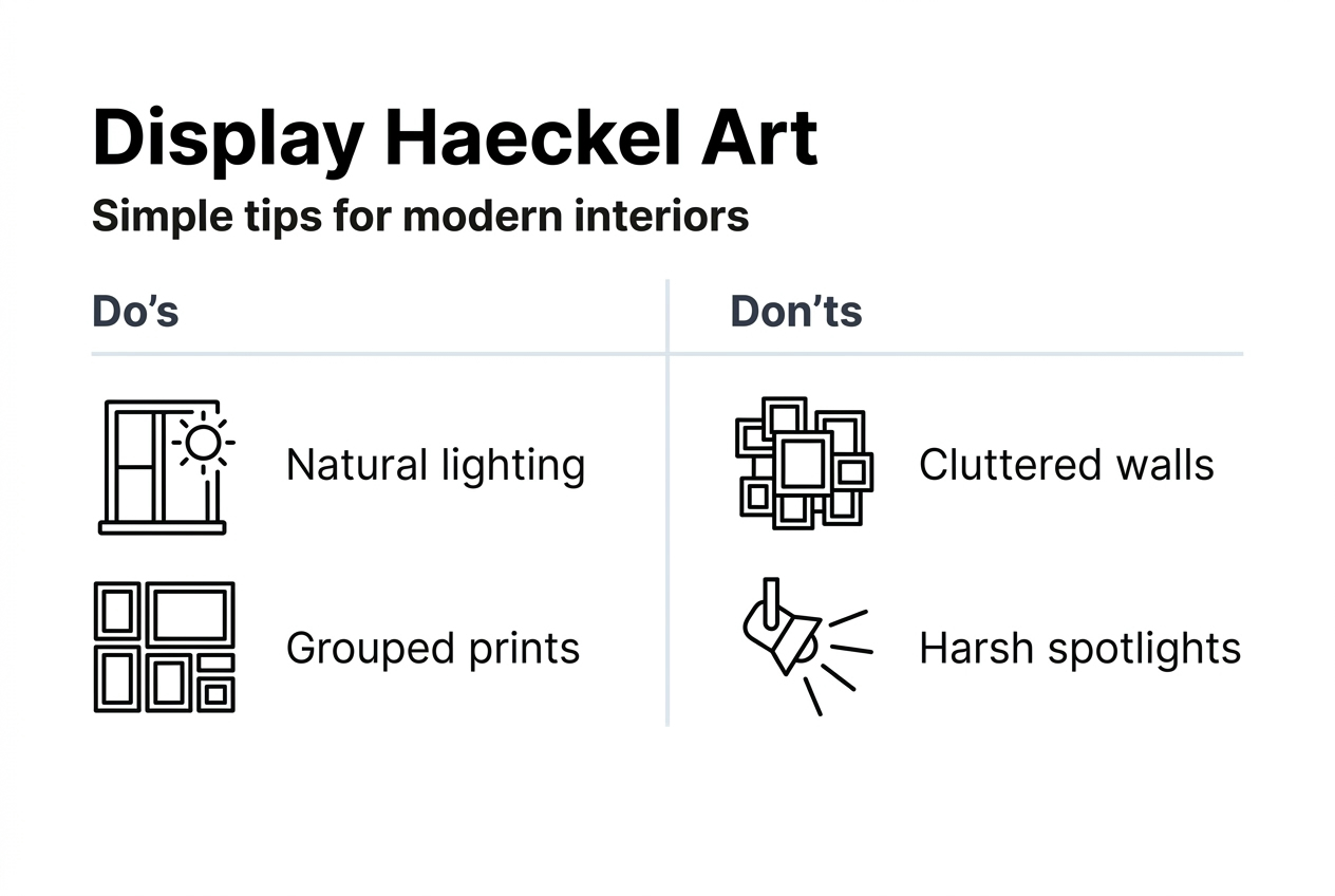 Infographic of Haeckel art display do's and don'ts
