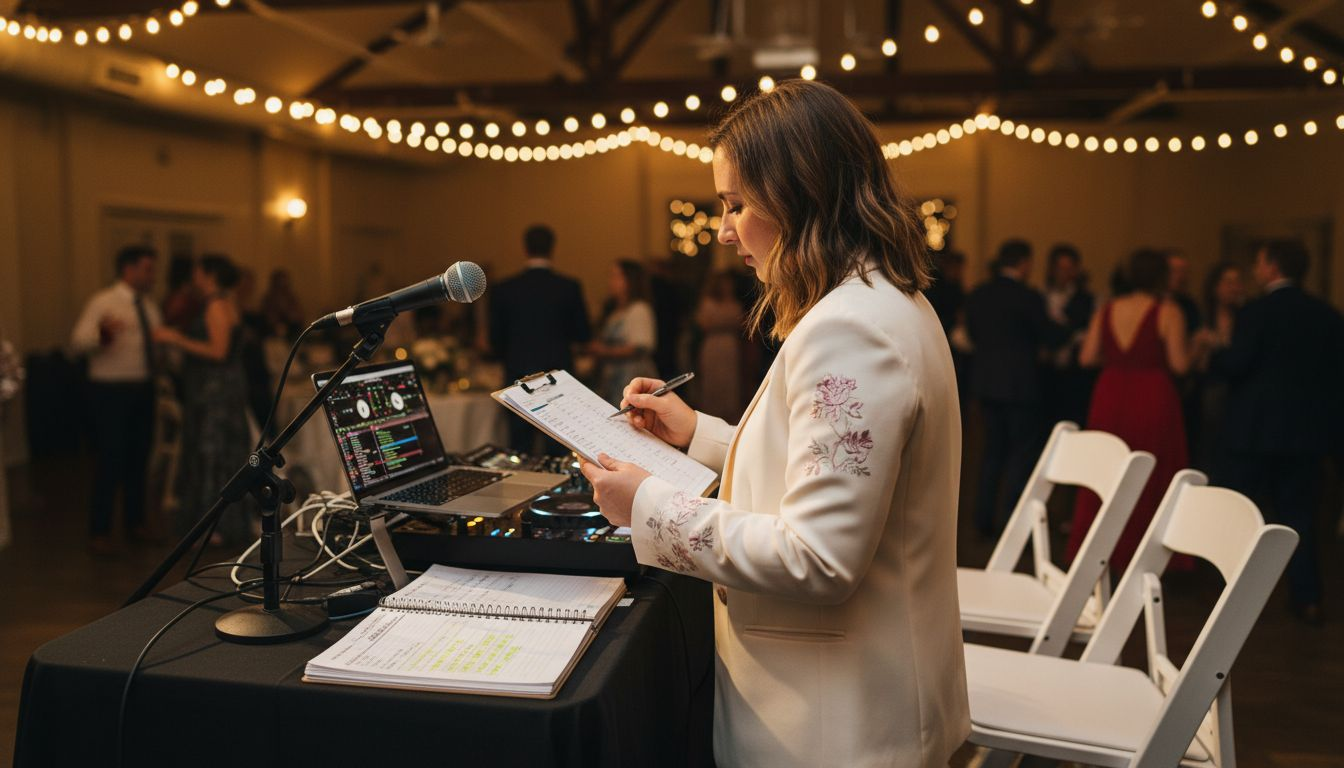DJ coordinating wedding event timeline