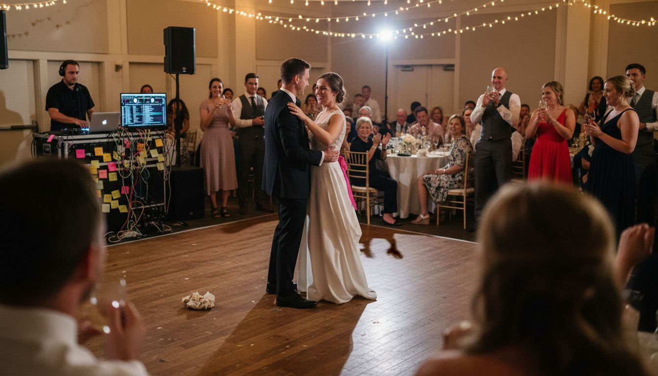 Newlywed couple first dance at wedding reception