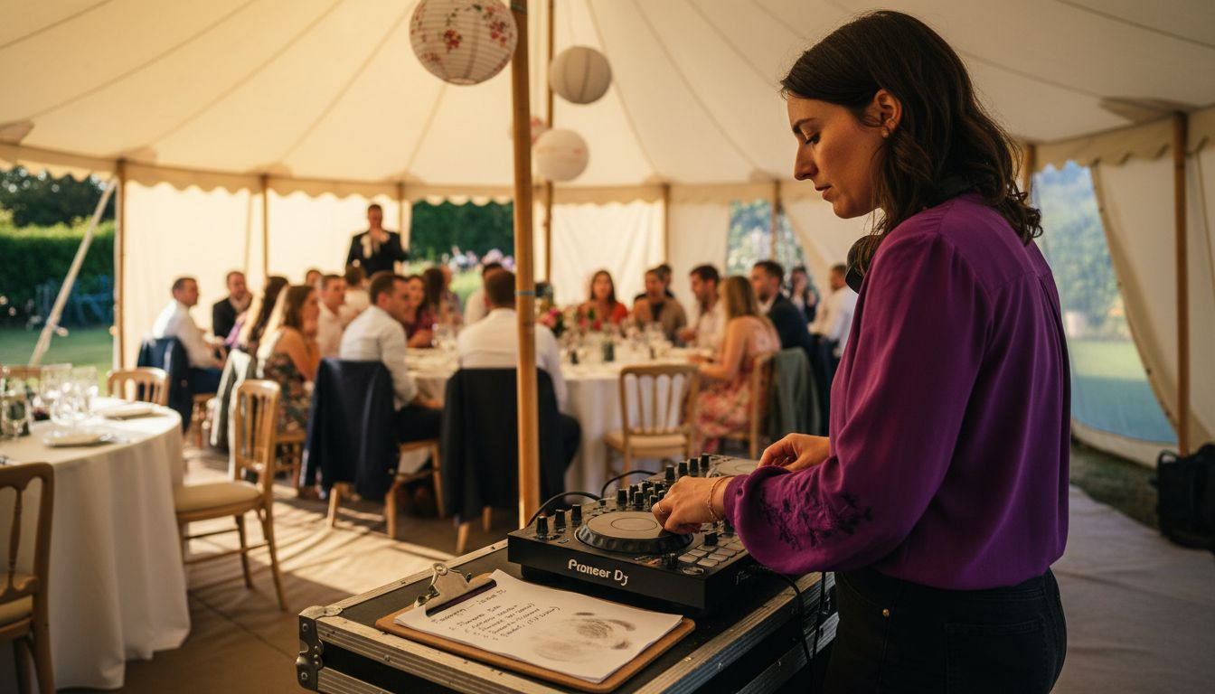 DJ mixing music at wedding event