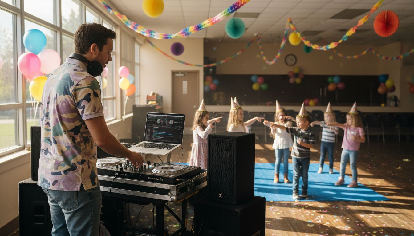 DJ entertaining kids at birthday party