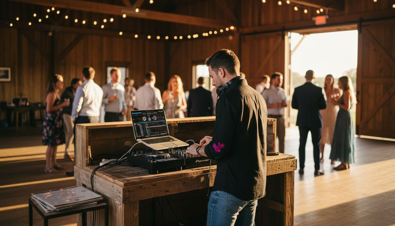 Texas wedding DJ mixing music for guests