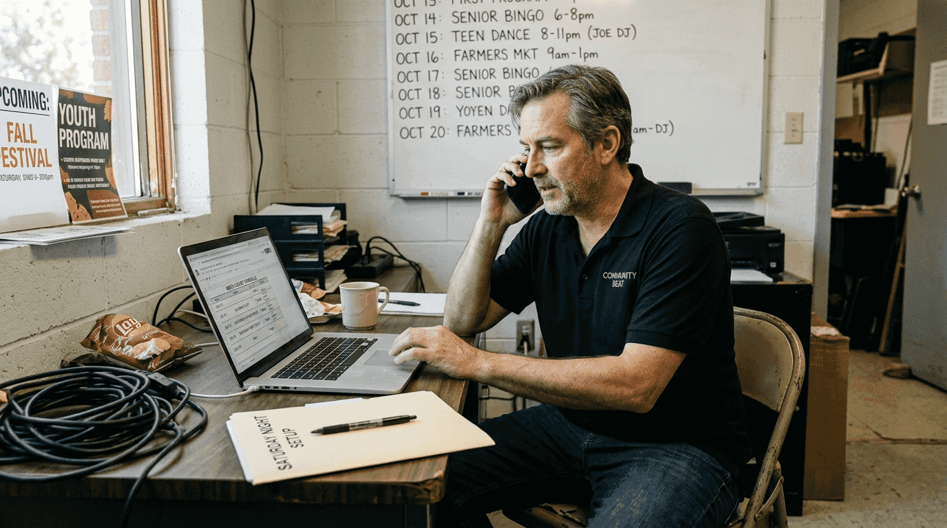 DJ schedules events in busy coordination space