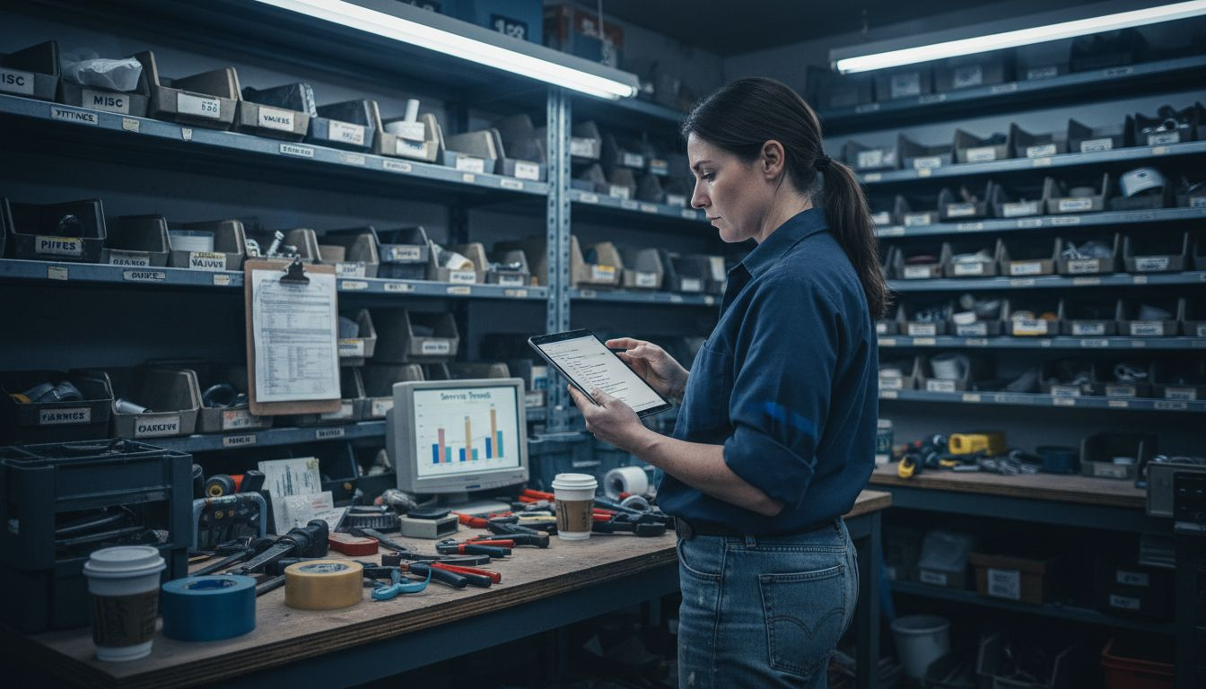 Technician managing service requests with tablet
